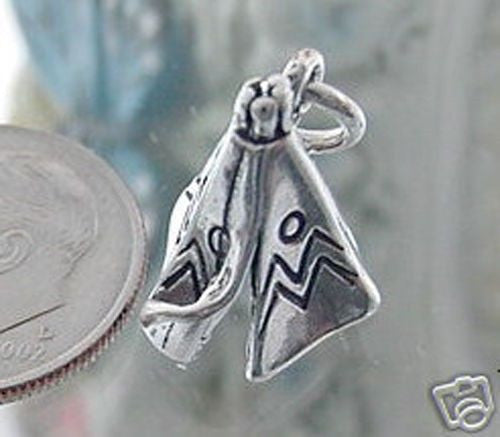 Native American Teepee Charm. Sterling Silver