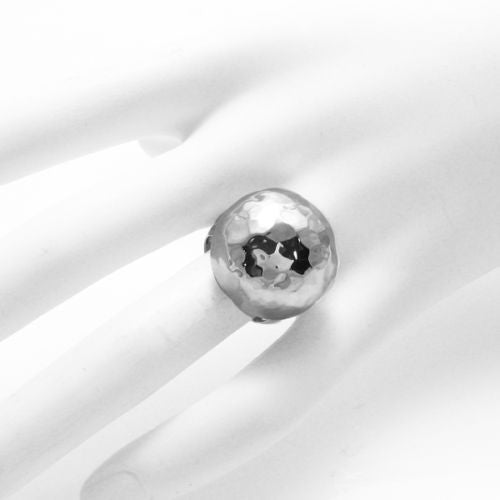 Classic button ring with a subtle hammered finish. Wholesale Sterling Silver Rings. On hand.