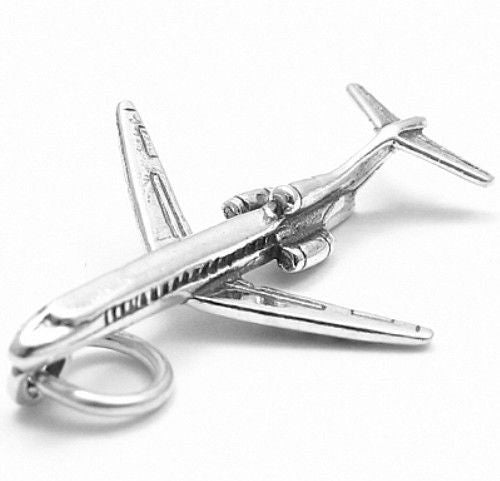 Passenger Plane Charm. Sterling Silver