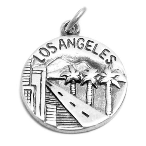 "Los Angeles" CA 2-Sided Charm In Sterling Silver.