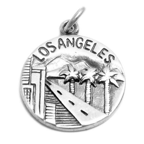 "Los Angeles" CA 2-Sided Charm In Sterling Silver.