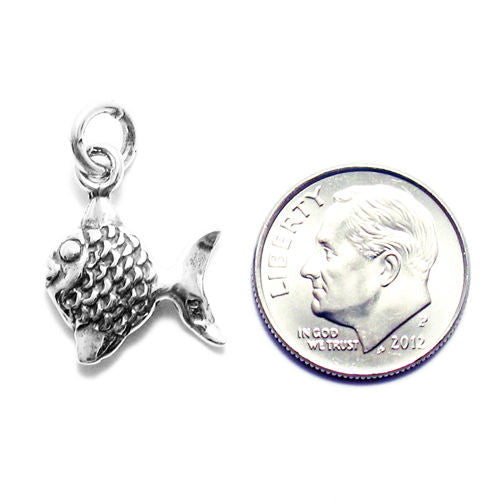 Fish Charm in 3D. Sterling Silver.