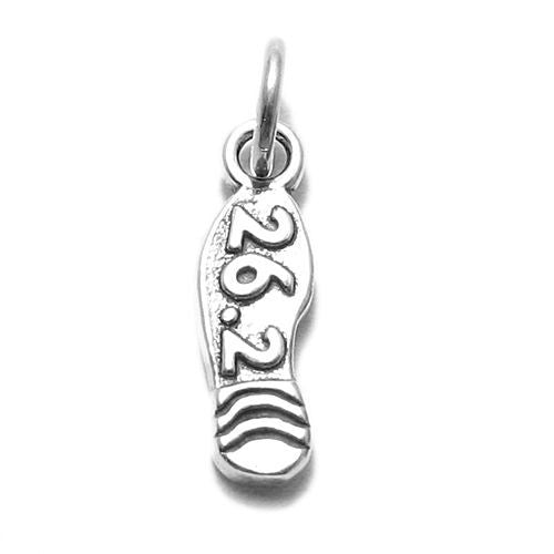 Marathon Footprint with "26.2" Charm in Sterling Silver