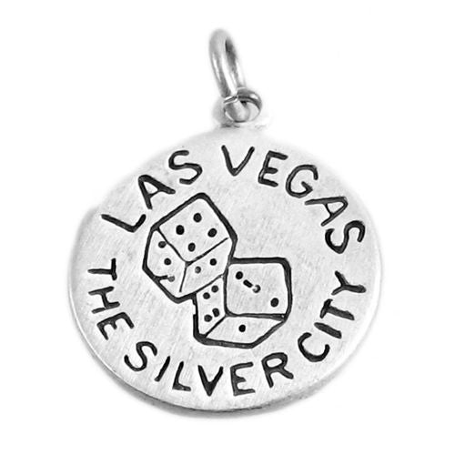 "Las Vegas" NV "The Silver City" 2-Sided Charm in Sterling Silver