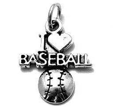 "I Love ❤ Baseball" Charm in Sterling Silver