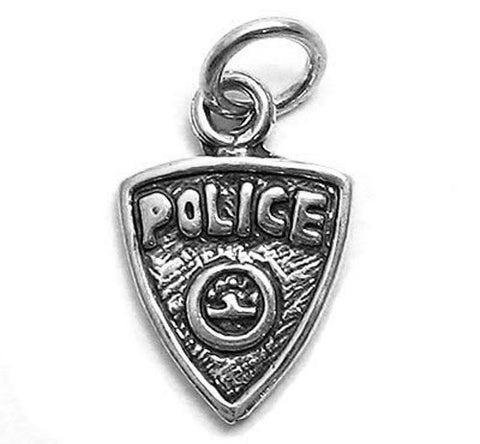 Police Shield Charm in Sterling Silver