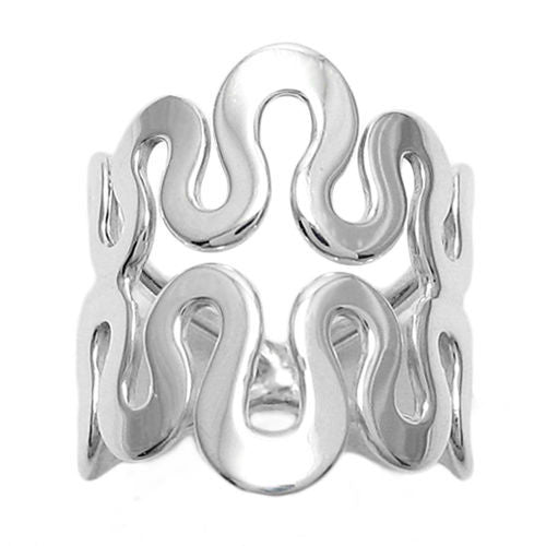 Funky wave ring hypnotize you into a trance. Wholesale Sterling Silver Rings. Front view.