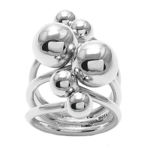 CLARA Real 925 Sterling Silver Boaz Band Ring Size Adjustable, Rhodium