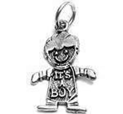 Boy in "It's a Boy" Onesie Charm. Sterling Silver