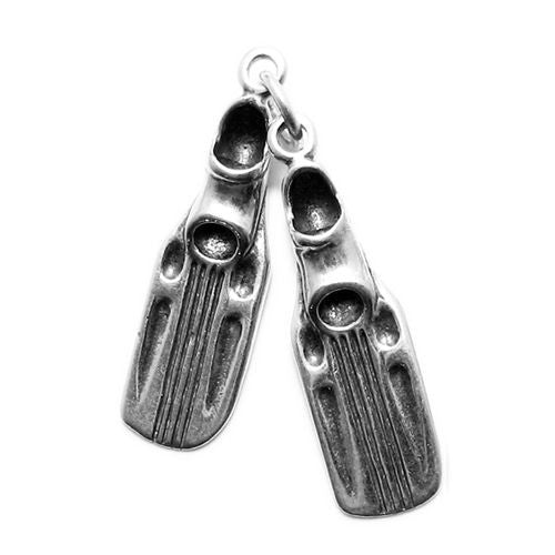 Scuba Fins Charm. Sterling Silver
