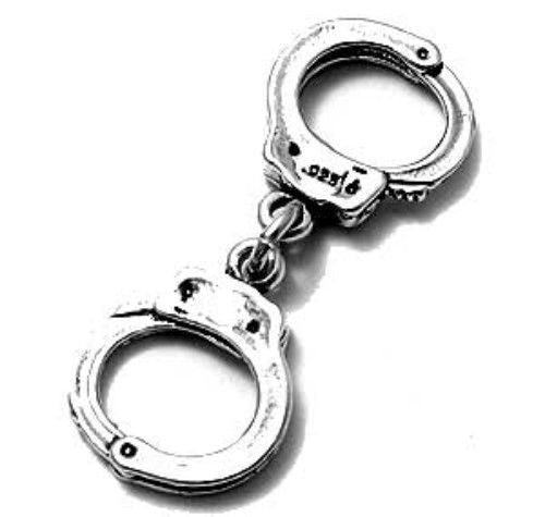 Handcuffs Charm in 3D. Sterling Silver