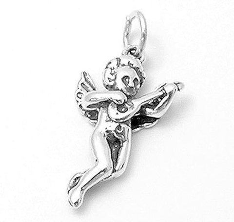 Angel Playing Lute Charm in Sterling Silver