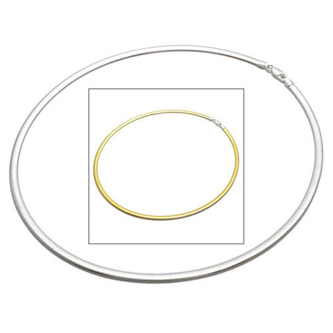 Sterling Silver Domed Reversible Gold and Silver Omega Chain Necklace 4mm. Available in 3 Lengths.