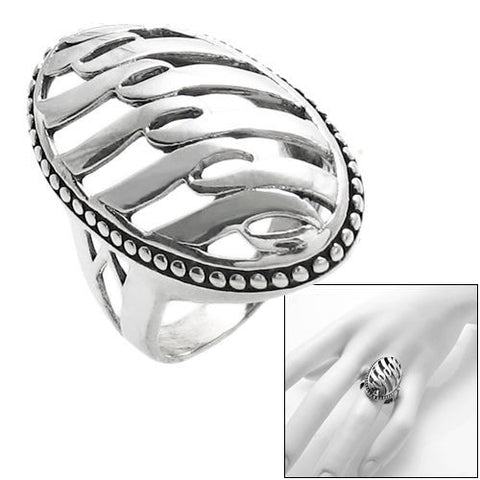 Ring of Individual blades of grass interlaced at its tips. Wholesale sterling silver rings. Combo photo.
