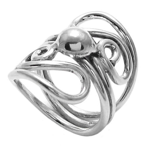 A wrap ring with a ball highlight in the center. Wholesale Sterling Silver Rings. Main Photo.