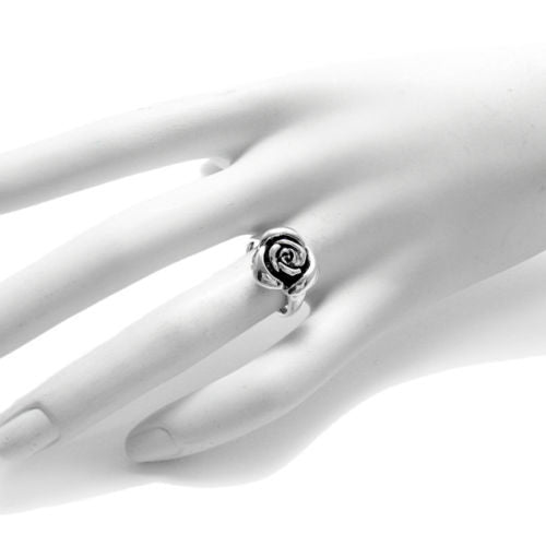 Very elegant and intricate women's rose in bloom ring. Hand view. Wholesale Sterling Silver Ring