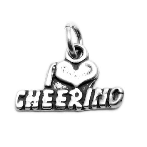 "I Love ❤ Cheering" Charm in Sterling Silver