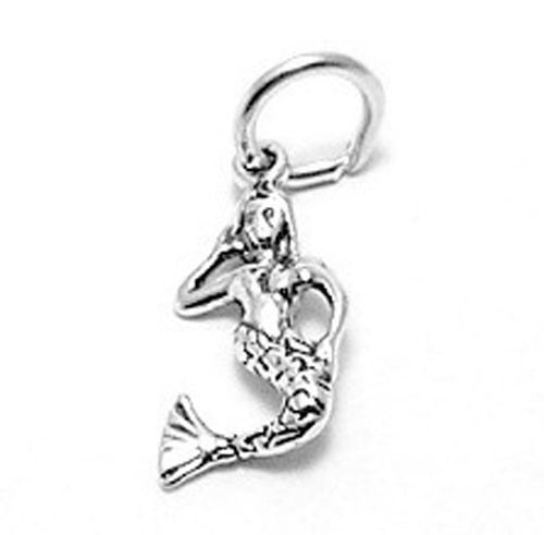 Mermaid Charm in 3D. Sterling Silver