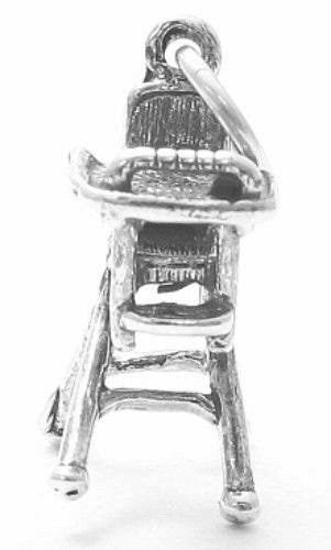 High Chair Charm. Sterling Silver