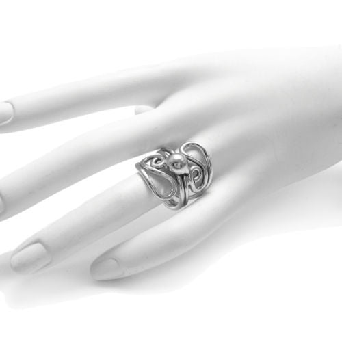 A wrap ring with a ball highlight in the center. Wholesale Sterling Silver Rings. On hand.