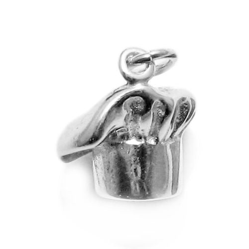Chef's Hat Charm in 3D. Sterling Silver