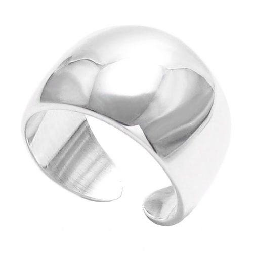 Subtle open cigar band ring with a modern minimalist elegance. Wholesale Sterling Silver Rings. Main photo.