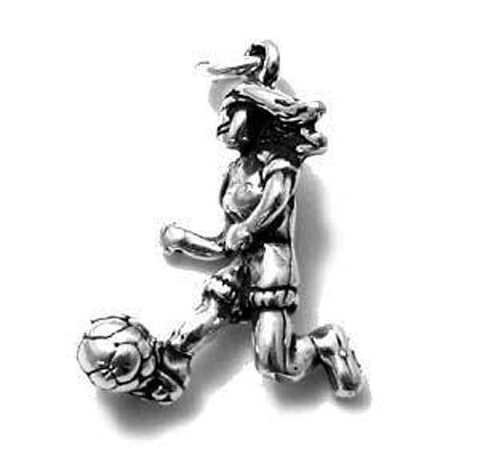 Soccer Girl Charm in Sterling Silver