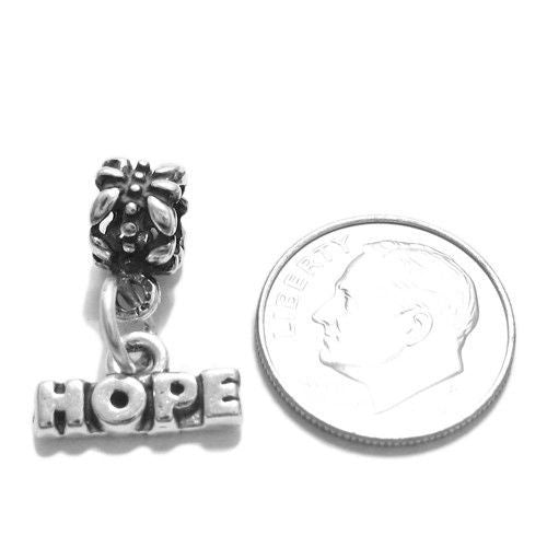 "Hope" Charm with Euro Bead in Sterling Silver