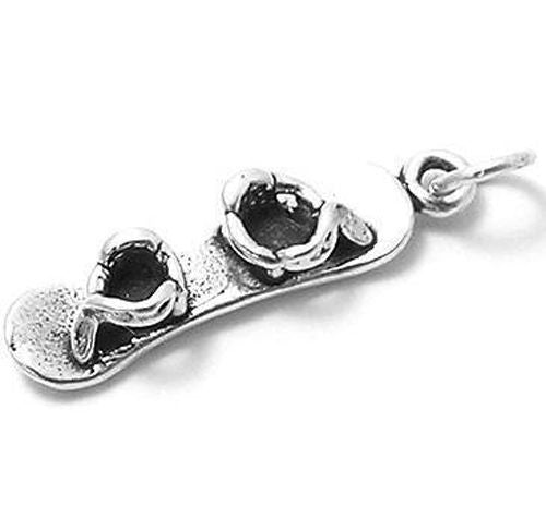 Snowboard Charm in 3D. Sterling Silver