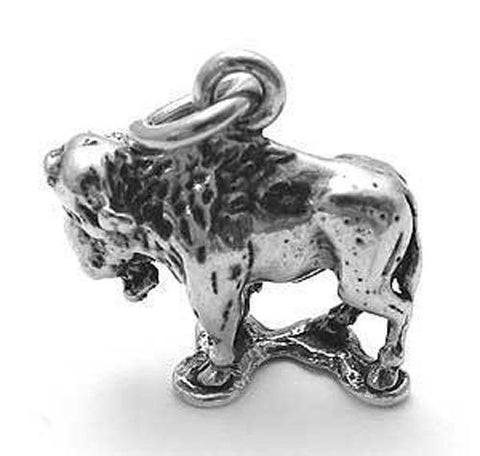 Buffalo Charm in Heavy 3D Sterling Silver.