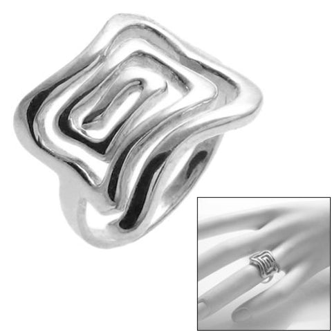 Psychedelic Square Spiral Maze Ring. Wholesale sterling silver rings. Combo photo.