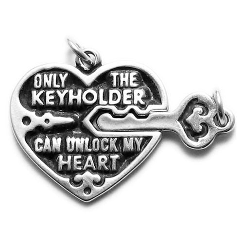 Lock with Key to My Heart Charm. Sterling Silver