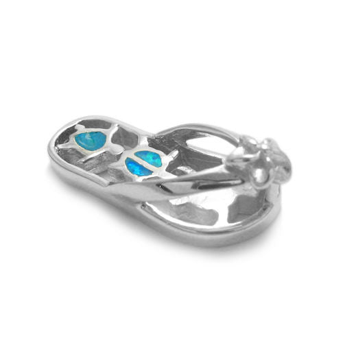 Dashing Created Opal Turtles on a Charming Sandal Pendant | Wholesale 925 Sterling Silver Pendant - Jewelry | Alternate