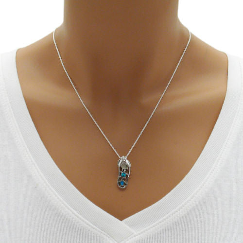 Dashing Created Opal Turtles on a Charming Sandal Pendant | Wholesale 925 Sterling Silver Pendant - Jewelry | Alternate