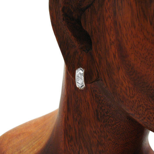 Beautiful Sandy Cut and Dia Cut Waves Snap Huggie Earrings | Wholesale Sterling Silver Jewelry | Alternate