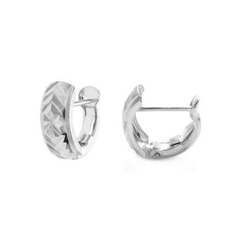 Beautiful Sandy Cut and Dia Cut Waves Snap Huggie Earrings | Wholesale Sterling Silver Jewelry | Main