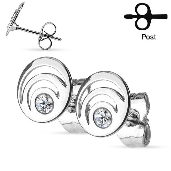 Stylish 0.08 Carat CZ Loop Post Stud Earring | Wholesale 316L Stainless Steel Jewelry | Alternate