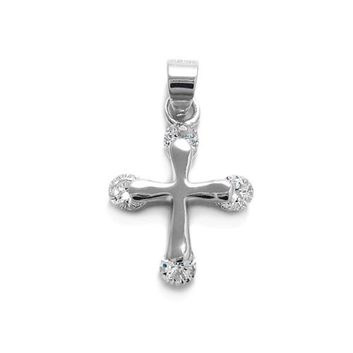 Marvelous and Small Cross Pendant with Brilliant CZs | Wholesale 925 Sterling Silver Pendant - Jewelry | Main