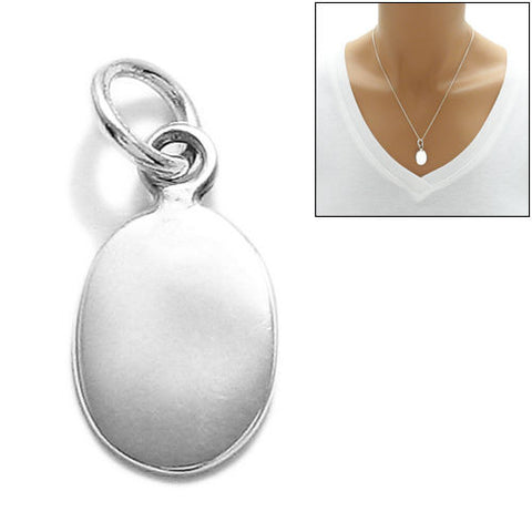 Charming small oval engravable pendant/charm | Wholesale Sterling Silver Jewelry | Main Photo