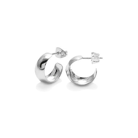 Timeless Small Plain Cigar Band Post Earrings in 14mm | Wholesale Sterling Silver Jewelry | Main