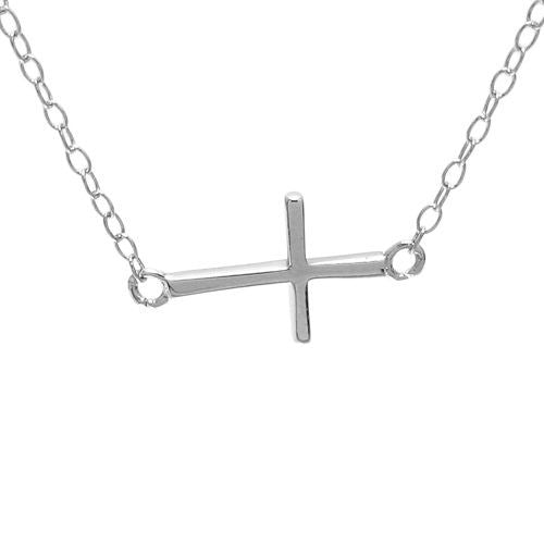 Chic and Small Sideways Cross Pendant Necklace | Wholesale 925 Sterling Silver Pendant - Jewelry |  Main
