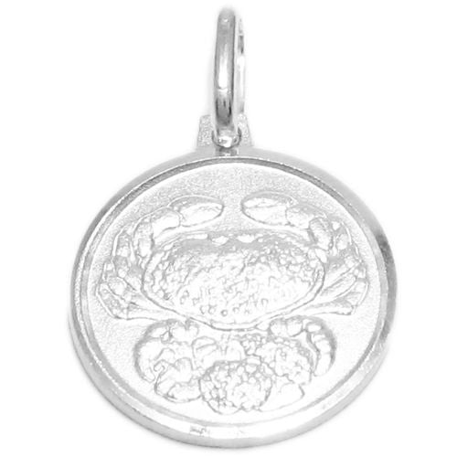 Small Zodiac Sign on Medallion Pendant Charm - Cancer | Wholesale 925 Sterling Silver Pendant - Jewelry | Alternate