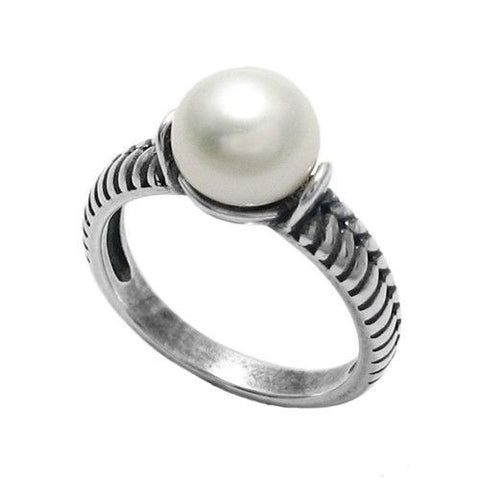 Stunning Snake Design Band Freshwater Pearl Ring | Wholesale 925 Sterling Silver Jewelry | Main