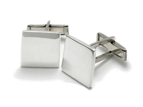 Handsome square sterling silver engravable cuff links | Wholesale 925 Sterling Silver Jewelry