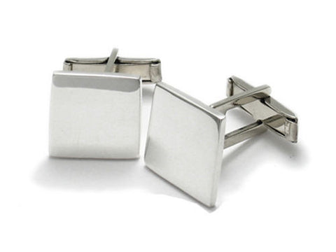 Handsome square sterling silver engravable cuff links | Wholesale 925 Sterling Silver Jewelry