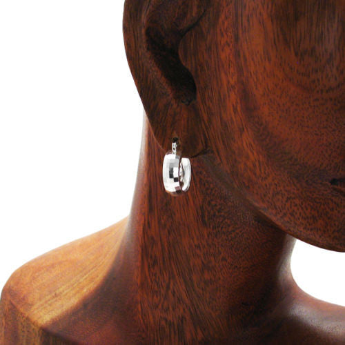 Gorgeous Square Faceted Hoop Earrings 20mm | Wholesale Sterling Silver Jewelry | Alternate