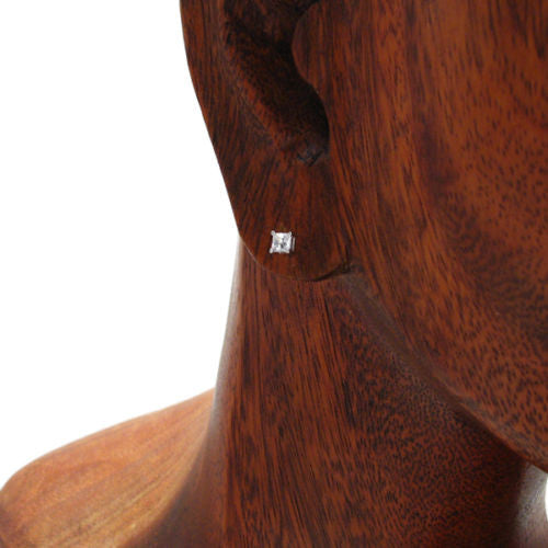 Square Princess Cut CZ Stud Post Earrings 3mm | Wholesale Sterling Silver Jewelry | Alternate