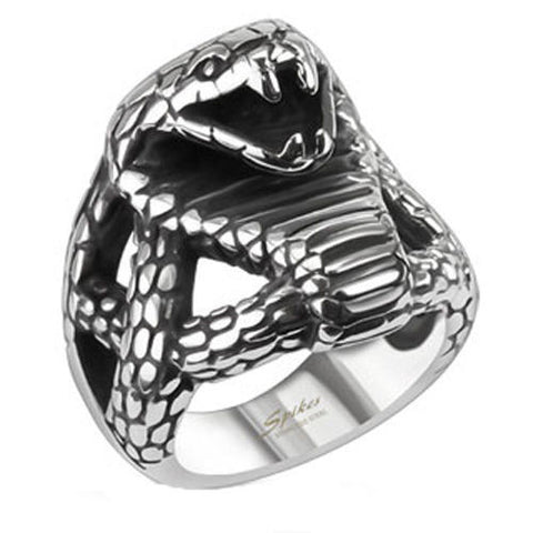Fierce striking cobra cast stainless steel ring | Wholesale stainless steel rings - Jewelry
