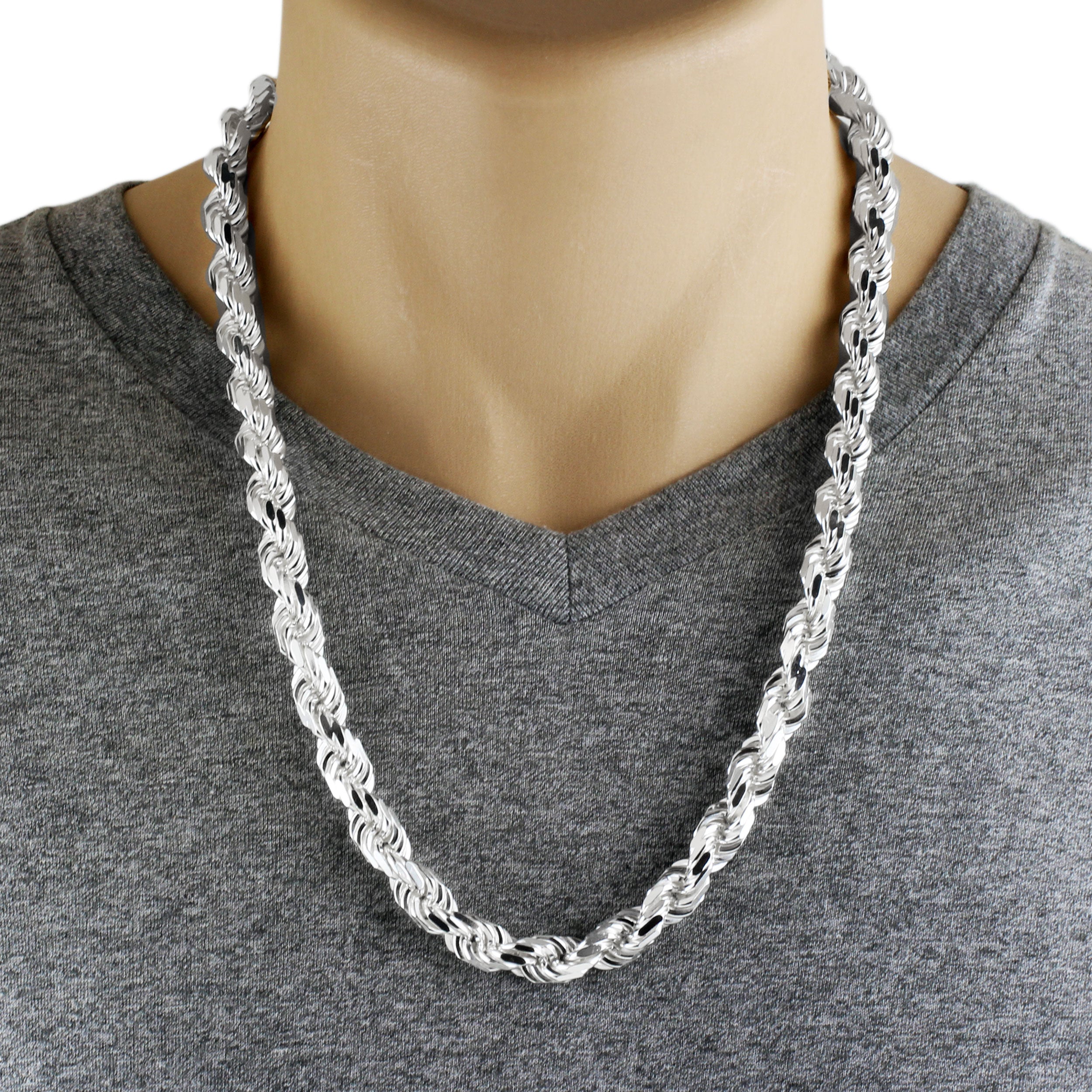 14K White Gold 4MM Rope Chain Diamond Cut Necklace - Jawa Jewelers