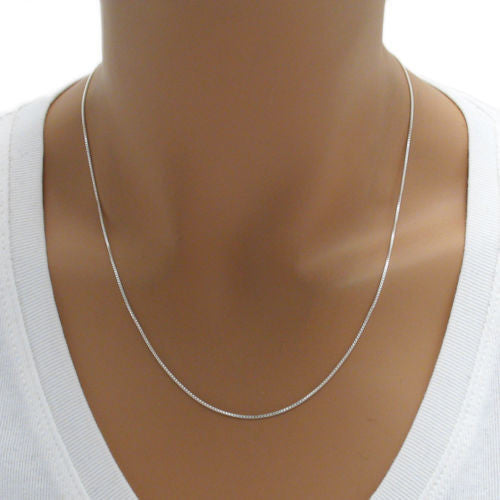 Aeon Real Sterling Silver 1 Venice Box Chain in 16 Inches, 18 Inches Aeon Real Sterling Silver 1 Venice Box Chain in 16 Inches, 18 Inches